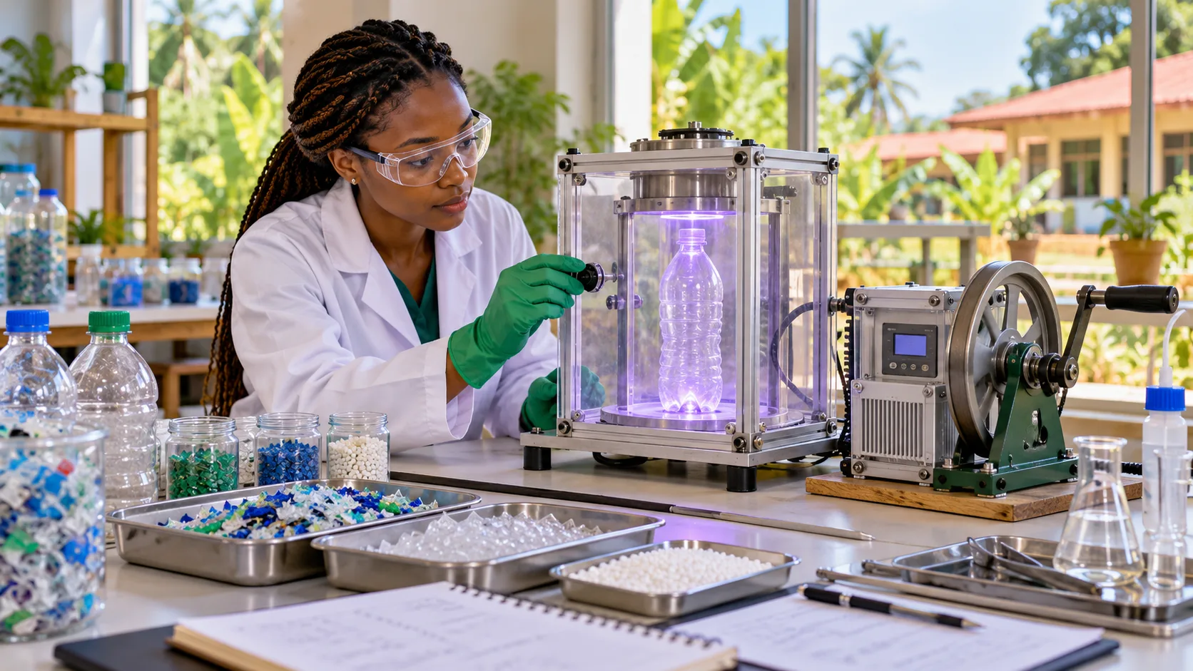 Et si une manivelle pouvait alimenter un traitement plasma des bouteilles ?